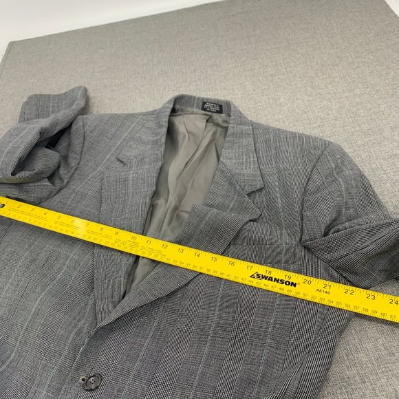 Vintage Mens Towncraft Suit Wool Blazer Cream Black 2 Button Size 42L W36 Jacket - Picture 7 of 16